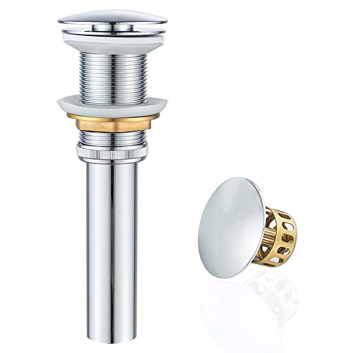 Bathroom Sink Drain Without Overflow with Strainer Basket Detachable Vessel Sink Lavatory Vanity Pop Up Drain Stopper Polished Chrome - color: Chrome, size: Without Overflow
