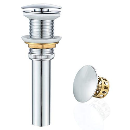 Bathroom Sink Drain Without Overflow with Strainer Basket Detachable Vessel Sink Lavatory Vanity Pop Up Drain Stopper Polished Chrome - color: Chrome, size: Without Overflow