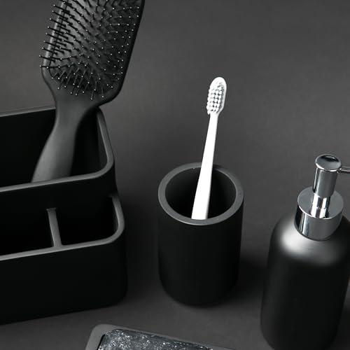 Matte Black Bathroom Tumbler Cup For Vanity Countertops, Also Great As Pencil Pen Holder and Makeup Brush Holder. - color: Matte Black