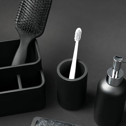 Matte Black Bathroom Tumbler Cup For Vanity Countertops, Also Great As Pencil Pen Holder and Makeup Brush Holder. - color: Matte Black