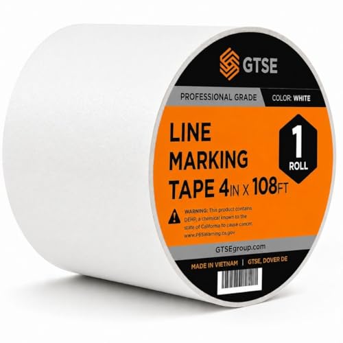 GTSE 4 inch x 108 ft White PVC Vinyl Floor Tape, Safety Marking Tape, 6 mil Thick, Suitable for Dance Floors, Gyms, Warehouses, Sports Facilities - color: White, size: 4" x 108 ft