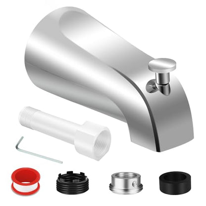 Universal Tub Spout for 1/2" Copper Pipe, 1/2" IPS and 3/4" IPS, Bathtub Spout with Diverter and Adapter and Hex Wrench (Chrome) - color: Chrome