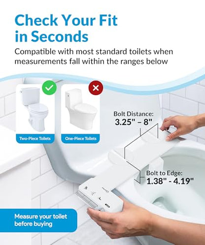 CLEAR REAR Bidet Attachment for Toilet Seat - Non-Electric with Self Cleaning Dual Nozzles, Leak Proof Connectors, Adjustable Water Spray, Rear & Feminine Wash - Hygienic Bathroom Upgrades - color: B. White