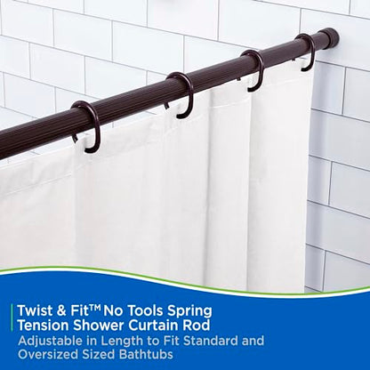 Kenney KN609L/15 Twist & Fit No Tools Spring Tension Standard Shower Curtain Rod with Non-Slip, Non-Scratch Ends, 42-72" Adjustable Length, Easy Install, Brown, 1" Diameter Rust Resistant Steel Tube - color: Chocolate