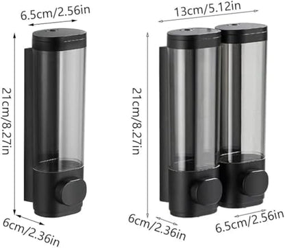 1-Chamber Soap Dispensers Wall Mount,400ml Bathroom Shower Pump Dispenser,Press Manually Lotion Shower Soap Dispenser Usefor Home,Bath,Kitchen,Hotels,Restaurants(Black) - color: Black, size: 1 Chamber