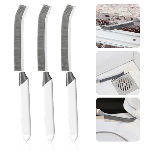 Thin Cleaning Brush Set - Gap Cleaning Tools, Multi-Purpose Hard Bristle Grout Scrub Brushes & Grout Cleaner Brush for Deep Scrubbing in Kitchen, Bathroom, Toilet, Sink Gap 3Pcs - color: White 3pcs