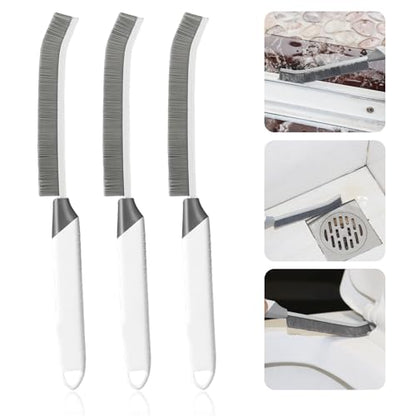 Thin Cleaning Brush Set - Gap Cleaning Tools, Multi-Purpose Hard Bristle Grout Scrub Brushes & Grout Cleaner Brush for Deep Scrubbing in Kitchen, Bathroom, Toilet, Sink Gap 3Pcs - color: White 3pcs