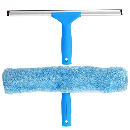 MR.SIGA Professional Window Squeegee & Microfiber Window Scrubber, 14 inch | 2 in 1 squeegee window cleaner tool - size: 14-inch