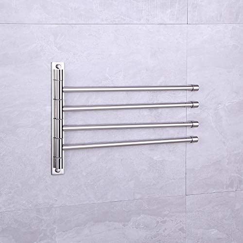 Towel Holder Swing Out Towel Bar Stainless Steel Bathroom Hand Towel Rack 4-Bar Folding Arm Swivel Hanger Wall Mount Polished Finish - color: Polished