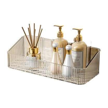 Adhesive Shower Caddys,Bath Organizers with Large Capacity,Not Drilling Bathroom Organizers Shelves Kitchen Racks - color: Clear