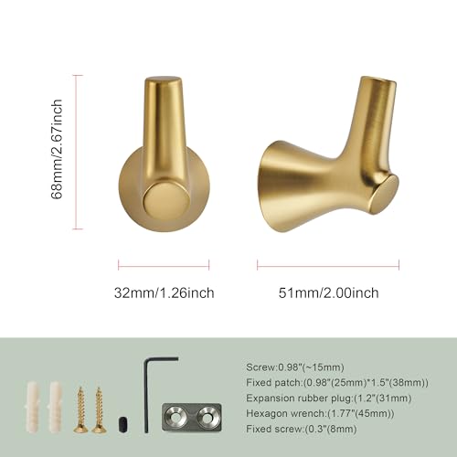 AVICCI 5 Pack Towel Hooks Champagne Bronze Coat Hooks, Zinc Alloy Heavy Duty Bathroom Hooks Wall Mounted for Robes & Towels Hand Towel Hook Holder Kitchen, Bathroom Accessories - color: Champagne Bronze