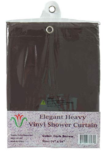 Venice Elegant Home Heavy Duty Vinyl Shower Curtain Liner with 12 Metal Grommets Dark Brown - color: Dark Brown