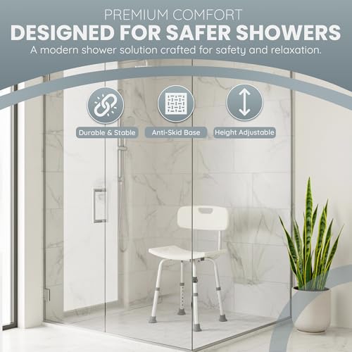 Dr Kays Shower Chair for Inside Shower Shower Stool with Backrest | Premium Aluminium, Heavy-Duty Bathroom Chair for Inside Bathtub, Bath Bench, Bath Seat for Washroom