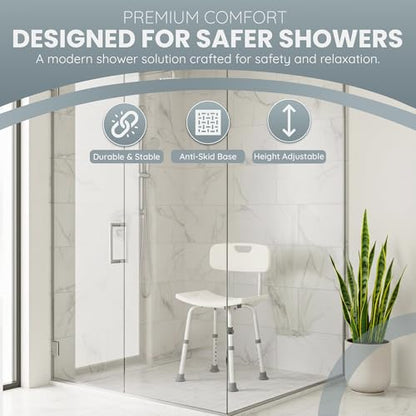 Dr Kays Shower Chair for Inside Shower Shower Stool with Backrest | Premium Aluminium, Heavy-Duty Bathroom Chair for Inside Bathtub, Bath Bench, Bath Seat for Washroom