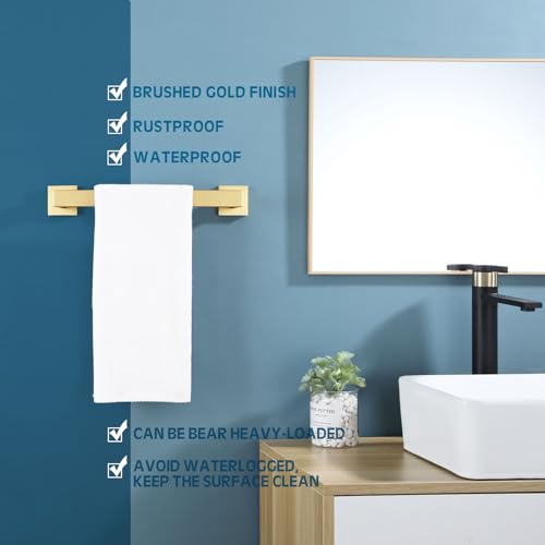 KOKOSIRI 12 Inch Hand Towel Holder Bath Towel Bar Kitchen Dish Cloths Hanger Stainless Steel Wall Mount, Brushed Gold, B4003BG-L12 - color: Brushed Gold, size: 12-Inch