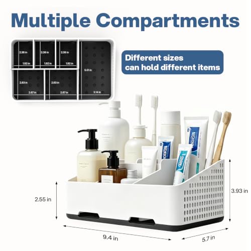 TQRR Bathroom Counter Organizer with Drainage, 6 Slots Toothbrush Holders | Detachable Design, Anti-Slip Base, Vent Electric Toothbrush and Toothpaste Holder Vanity Storage for Bathroom & Sink(Black) - color: Black