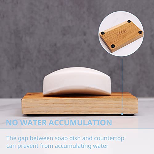 HTB Teak Wood Soap Dish for Shower,Non-Slip Soap Holder Bathroom | Wave Design Soap Saver Keep Soap Dry,Bar Soap Holder for Bathroom,Bathtub,Sponge Holder for Kitchen Sink - color: 1pcs