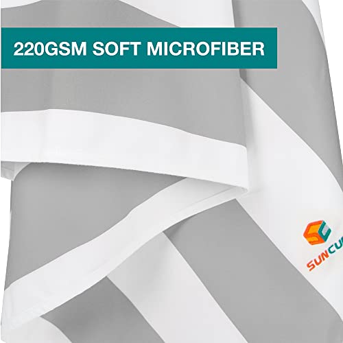 SUN CUBE Microfiber Beach Towel Quick Dry with Carry Bag, Gray 60x30 Inch | Quick Dry and Free Microfiber Towel, Lightweight Packable Swim Towel for Beach, Pool, Camping, Cruise, Travel - color: Light Grey, size: 60.00" x 30.00"
