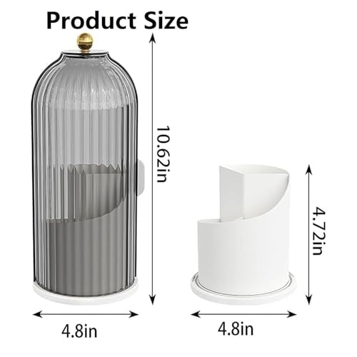 Concealed Toothbrush Holder, Makeup Brush Holder Organizer with Lid 360 Rotating Clear Dustproof for Dresser Tabletop Bathroom Countertop (Gray-C) - color: Gray-c