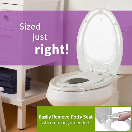 Mayfair NextStep Slow-Close Toilet Seat with Built-In Toddler Potty Training Seat, Removable, White, Round - size: Round, style: 2-in-1 Toilet Seat