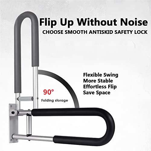 Bathroom Handicap Grab Bars Rails Foldable Toilet Safety Handrail 23.6 Inch Hand Support Rail Wall Mounted Bath Grips for Disabled Elderly Pregnant Woman Senior,with