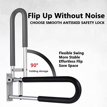 Bathroom Handicap Grab Bars Rails Foldable Toilet Safety Handrail 23.6 Inch Hand Support Rail Wall Mounted Bath Grips for Disabled Elderly Pregnant Woman Senior,with