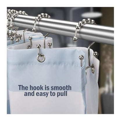 Shower Curtain Hooks Rings, Rust Resistant Metal Double Glide Shower Hooks Rings for Bathroom Shower Rods Curtains, Set of 12 Hooks - Nickel - color: Nickel