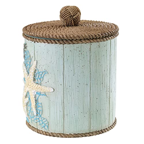 Avanti Linens - Covered Jar, Guest Bathroom Essentials, Coastal Inspired Bathroom Decor (Beachcomber Collection) - size: Covered Jar