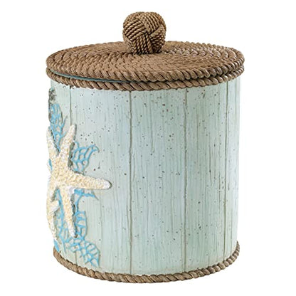 Avanti Linens - Covered Jar, Guest Bathroom Essentials, Coastal Inspired Bathroom Decor (Beachcomber Collection) - size: Covered Jar
