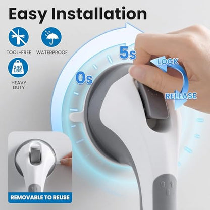 Suction Cup Grab Bar for Shower – Bathroom Safety Handle, Non-Slip Shower Handle for Elderly, Seniors & Handicap Support