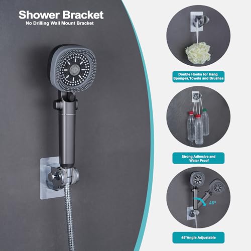 Handheld Shower Head with 79in Hose,High Pressure Filtered Shower Head with ON/OFF Switch for Water Saving&Low Reach No Drilling Wall Mount Shower Holder