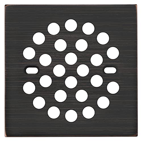 RRAJJ Square Improve 4-1/4 Inch(108mm*108mm) Screw-in Shower Floor Drain Grate Strainer (Oil Rubbed Bronze) - color: Oil Rubbed Bronze