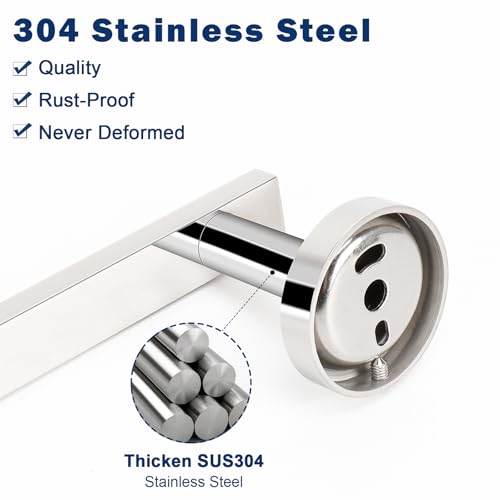 NearMoon Square Hand Towel Holder/Towel Ring, Premium SUS304 Stainless Steel Hand Towel Bar Rustproof Wall Mounted Towel Rack for Bathroom/Kitchen, Contemporary Style Bath Accessory (Chrome Finish) - color: Chrome Finish