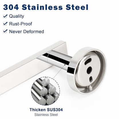 NearMoon Square Hand Towel Holder/Towel Ring, Premium SUS304 Stainless Steel Hand Towel Bar Rustproof Wall Mounted Towel Rack for Bathroom/Kitchen, Contemporary Style Bath Accessory (Chrome Finish) - color: Chrome Finish