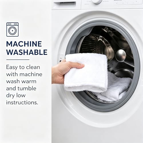 Washcloths, 18 Pack White 12x12 Inch Soft Absorbent Quick Dry Cotton Face Towels, Multipurpose Cloths for Bathroom, Gym, Household Cleaning