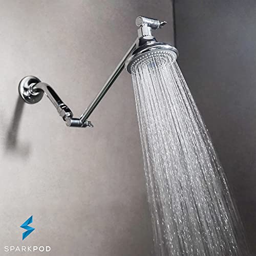 SparkPod 11" Extension Arm, Adjustable Height & Angle, Polished Chrome | Adjustable Height & Angle, Sturdy Lock, Universal Connection, Transform your showers into rain shower experience - color: 1 - Luxury Polished Chrome, style: 11 Inch Adjustable