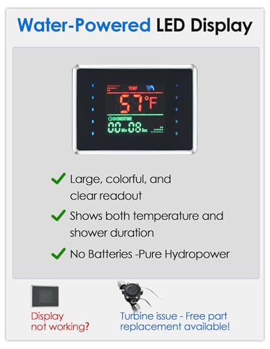 ROVOGO Shower Panel Tower With Led Lights & Digital Display, Water Powered | Rainfall Mist Shower Head, 5 Body Jets, Handheld and Tub Spout, Stainless Shower Column with Brass Valves, 46.5 Inch, Black - style: 5-Function-Black-Water Powered