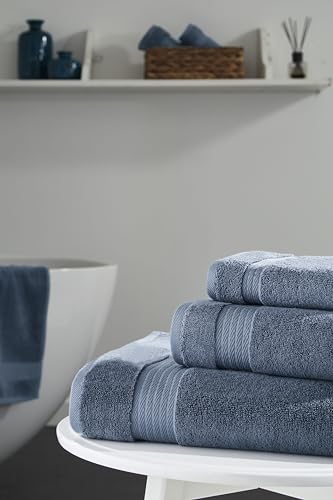 Ozdilek 6-Piece Bath Towel Set, 2 Bath, 2 Hand, 2 Wash, 100% Cotton Turkish Towels, 2 Bath Towels (30x60/550 GSM), 2 Hand Towels (16x30/575 GSM), 2 Washcloths (13x13/600 GSM) (Ocean Blue) - color: Ocean Blue