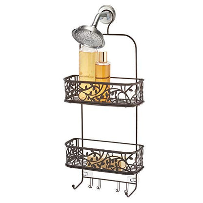 iDesign Vine Metal Wire Hanging Shower Caddy, Extra Wide Space for Shampoo, Conditioner, and Soap with Hooks for Razors, Towels, and More, 10.5" x 4.5" x 25" - size: 10.5" x 4.5" x 25", style: Shower Caddy