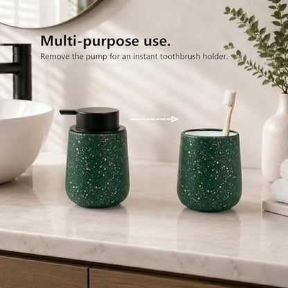 Ceramic Foaming Soap Dispenser - 14.5 oz Foam Hand Soap Dispenser Bathroom, Modern Refillable Dish Wash Soap Bottle for Kitchen with Large Easy-to-Press Pump (Green) - color: Green