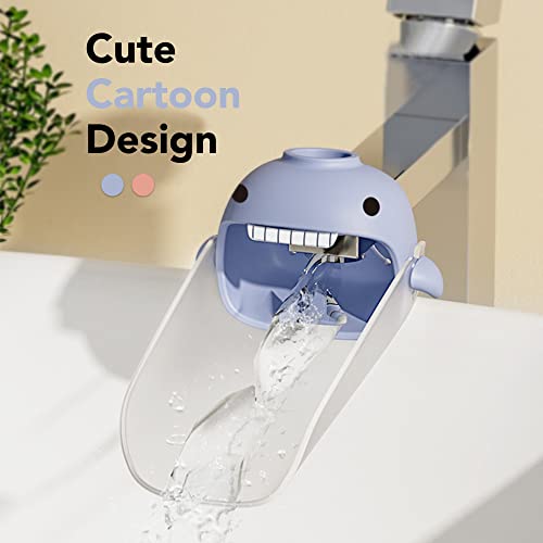 Faucet Extender for Toddlers and Kids, fits Sink spout tub for Kitchen and Bathroom. Promotes Hand Washing, Hygiene Awareness Independence. Cartoon Design w/Universal fits(Blue, Pink, 2PCS) - color: Blue Pink