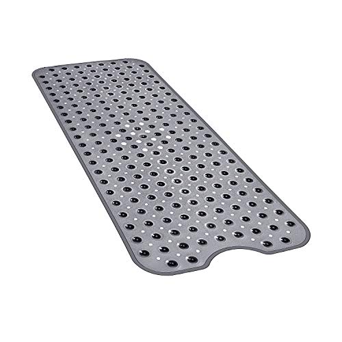 YINENN Bath and Shower Safety Mats 40x16 inch, Non Slip with Suction Cups for Bathroom Stall and Tub Floor, Extra Large and Machine Washable, Drain Holes Keep Bathtub Clean, Clear Light Black - color: Clear Light Black