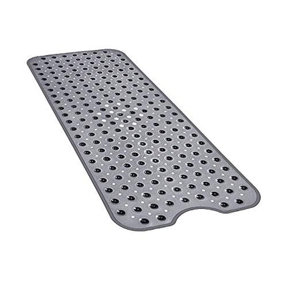 YINENN Bath and Shower Safety Mats 40x16 inch, Non Slip with Suction Cups for Bathroom Stall and Tub Floor, Extra Large and Machine Washable, Drain Holes Keep Bathtub Clean, Clear Light Black - color: Clear Light Black