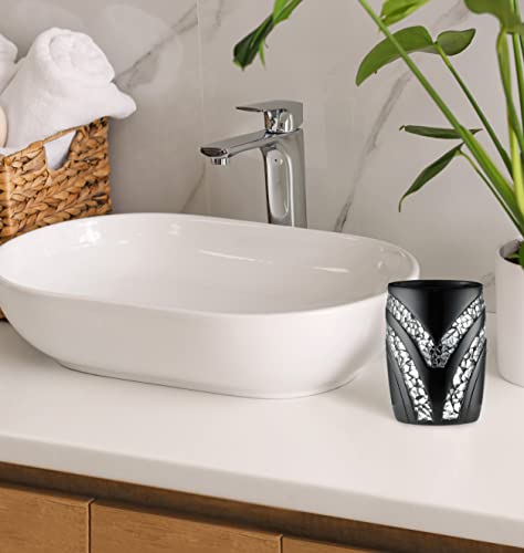 Zahari Home Sinatra Bath Tumbler Toothbrush and Toothpaste Holder Makeup Brushes Organizer, Black - color: Black, size: 4.25" x 3" x 3" Tumbler