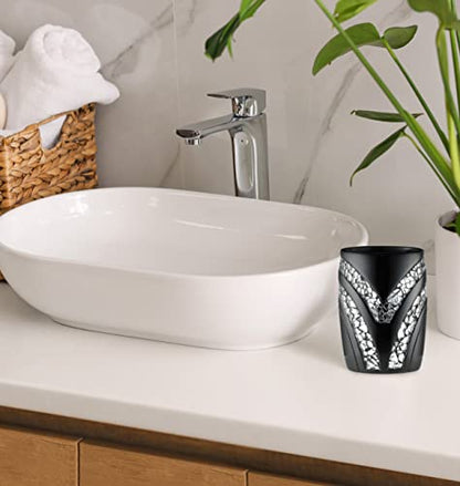 Zahari Home Sinatra Bath Tumbler Toothbrush and Toothpaste Holder Makeup Brushes Organizer, Black - color: Black, size: 4.25" x 3" x 3" Tumbler