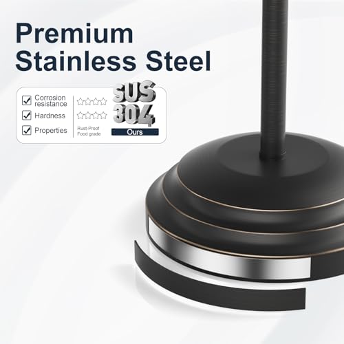 Bathroom Toilet Paper Holder Stand Oil Rubbed Bronze Roll Holder | Free Standing Pivoting Toilet Tissue Holder Adjustable Height (14 to 24 Inch) Stainless Steel Heavy Weighted Base - color: Oil Rubbed Bronze
