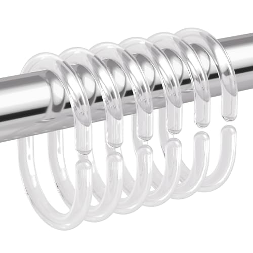 Plastic Shower Curtain Hooks, Shower Curtain Rings, C Shaped Shower Hooks for Shower Curtain, Clear Shower Curtain Hooks for Bathroom, 36 Pcs - color: Clear-36pack