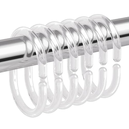 Plastic Shower Curtain Hooks, Shower Curtain Rings, C Shaped Shower Hooks for Shower Curtain, Clear Shower Curtain Hooks for Bathroom, 36 Pcs - color: Clear-36pack