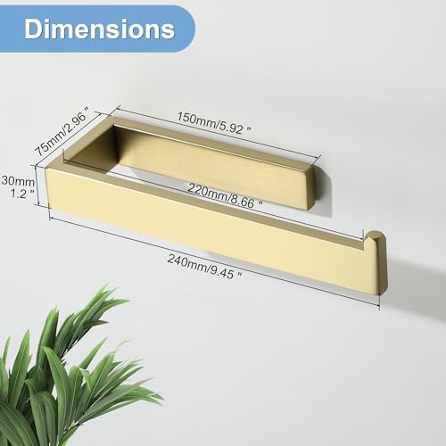 Sayayo Brushed Gold Hand Towel Holder, Towel Bar for Bathroom Wall 10 Inch | SUS304 Stainless Steel Towel Ring, Kitchen Towel Rack Modern Square - color: Brushed Gold
