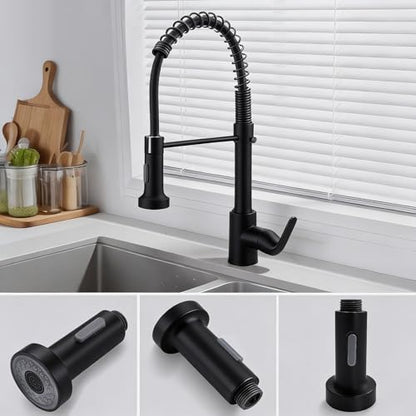 Kitchen Faucet Head Replacement with 2 Modes, Pull Down Spray Head for Kitchen Faucet, Kitchen Sink Sprayer Replacement Compatible with Moen, American Standard, Kohler Faucets - color: Matte Black-2